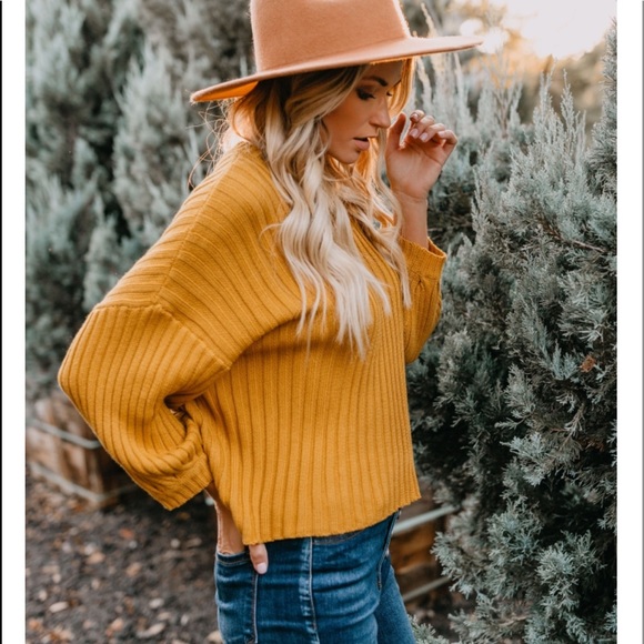 GENA Ribbed Knit Sweater | Mustard | - Picture 6 of 8